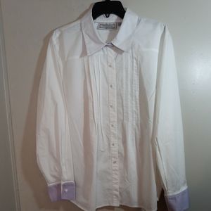 Womens George Simonton shirt Button Up Longsleeve Size XL White And Purple